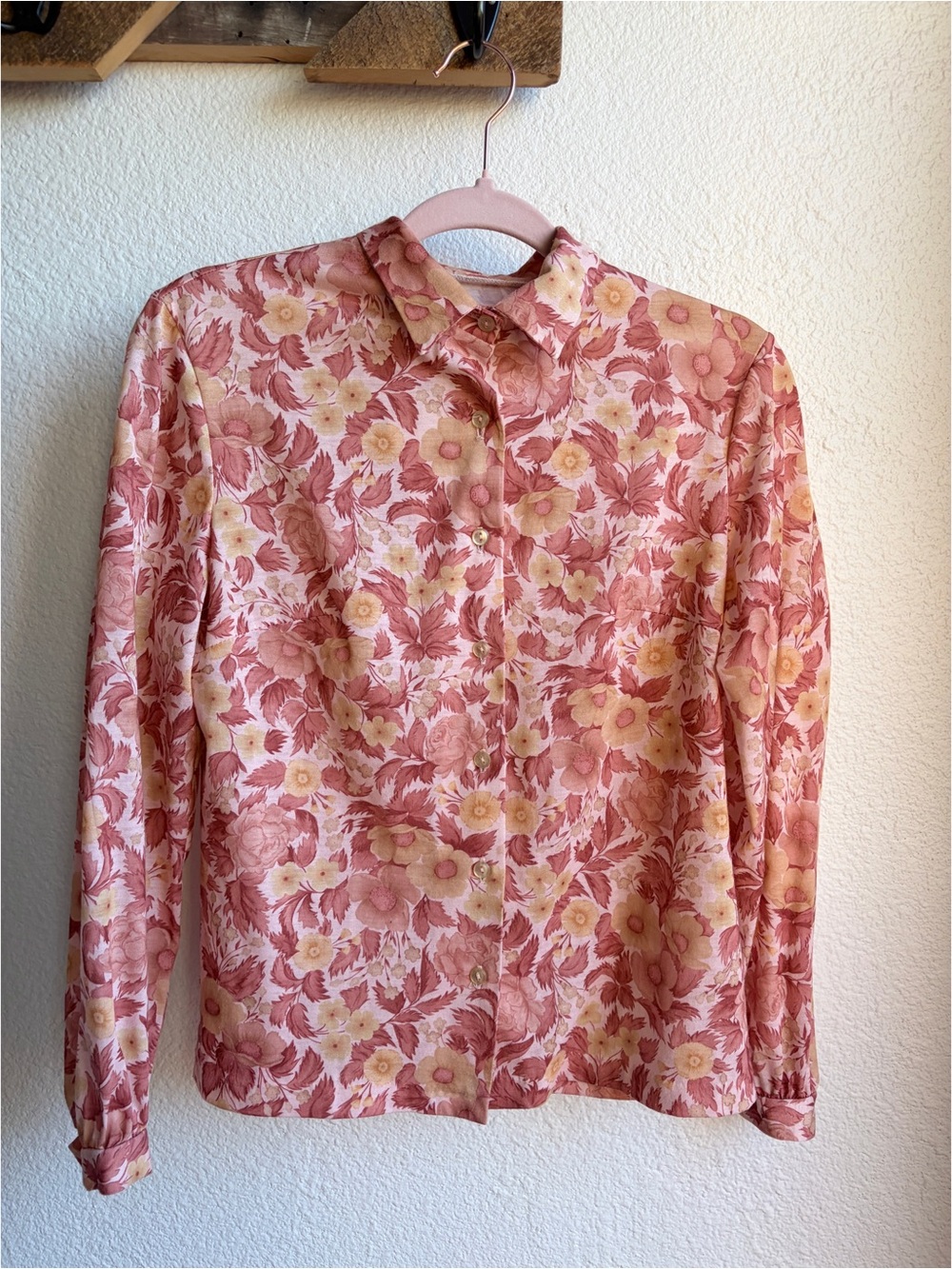 Vintage 70s Handmade Floral Blouse SM